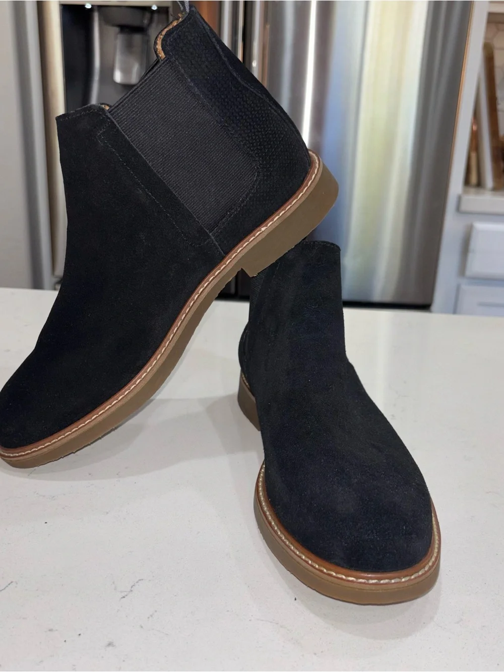 Steve Madden Men's Black Leather Chelsea Ankle Boots Pull Tab US 8M EU41